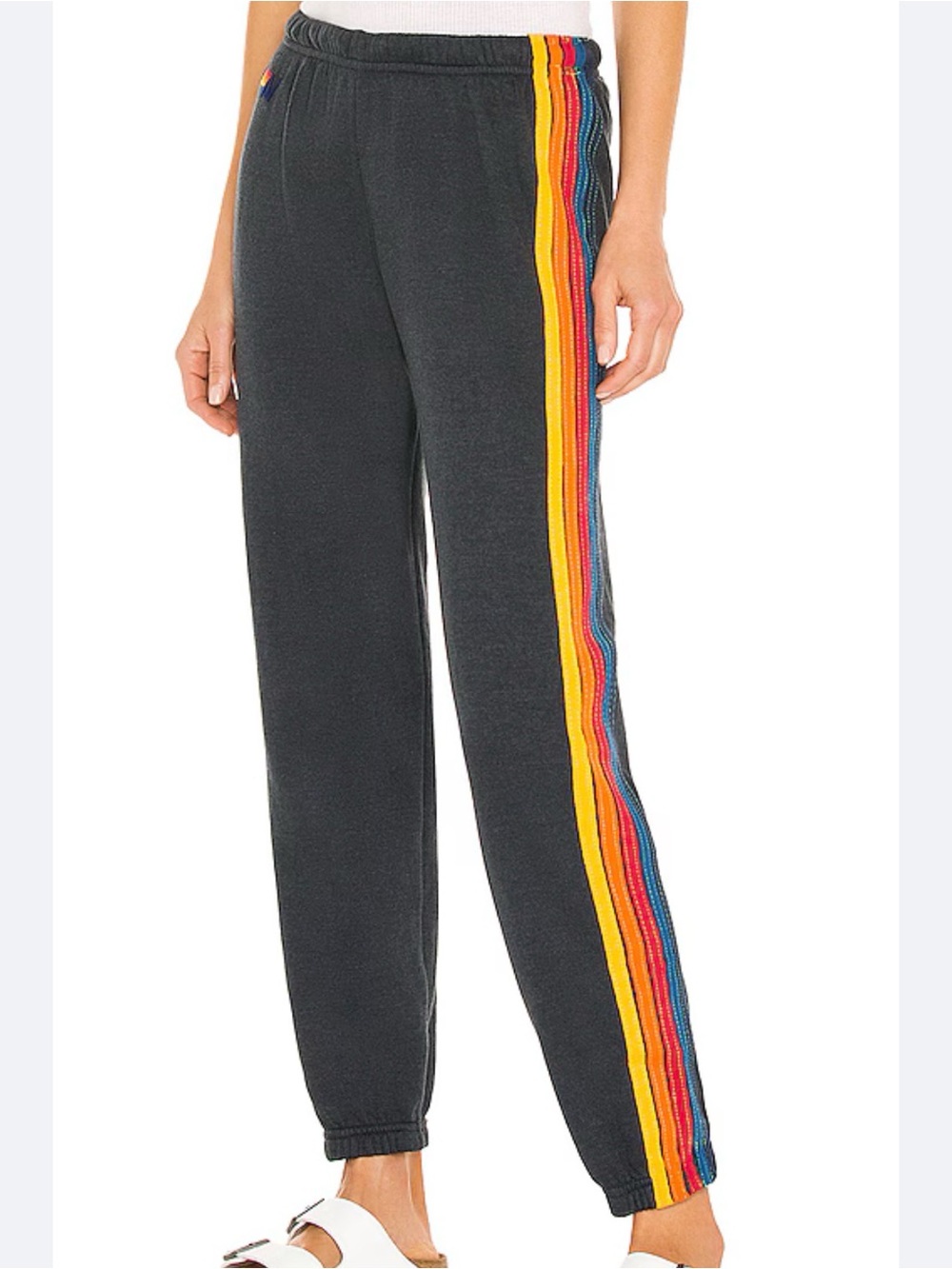 AVIATOR NATION 5-Stripe Sweatpants Rainbow Charcoal Jogger Size XS🌸